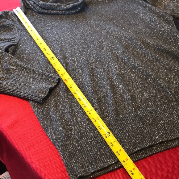 Asymmetrical long sweater - black & gray w/silver - Picture 4 of 4